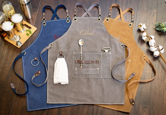 Magnus Market Heavy Duty Bib Apron – Thick Canvas Denim, Unisex, Stain Resistant, Waterproof, One Size, Kitchen Workshop