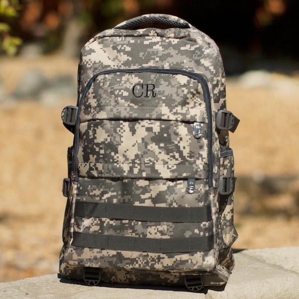 Personalized Men's Backpack, Camo Backpack, Rugged Gift, Groomsmen Gift, Wedding Gift, Gift for Groomsmen, Digital Camo Bag, Groomsmen Bag