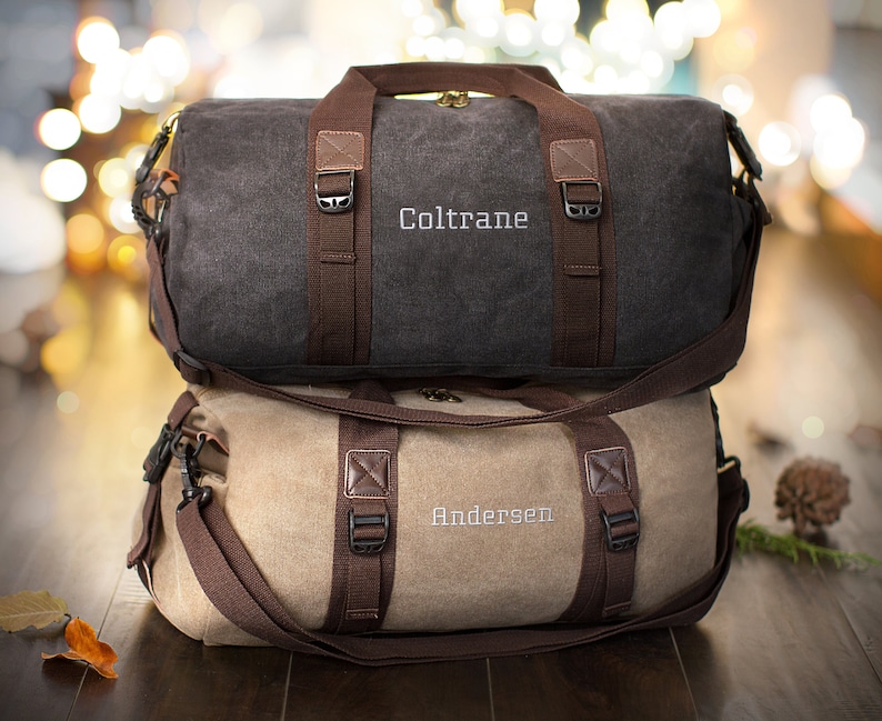 Personalized Canvas Duffle Bag Custom Groomsmen Gift Etsy