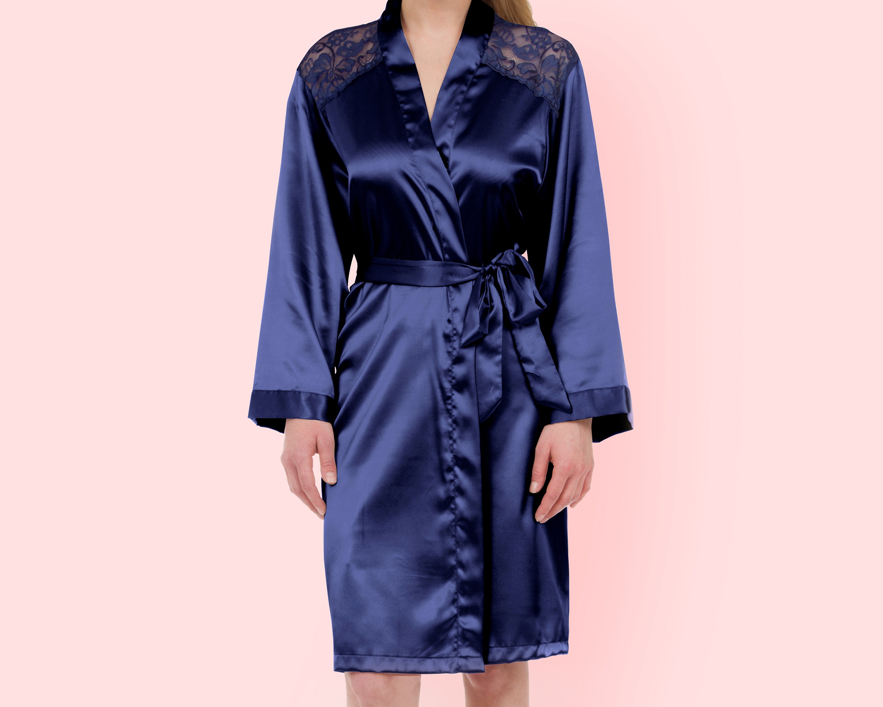 Personalized Lace Satin Robes Bride Tribe Robes Bridesmaid Etsy