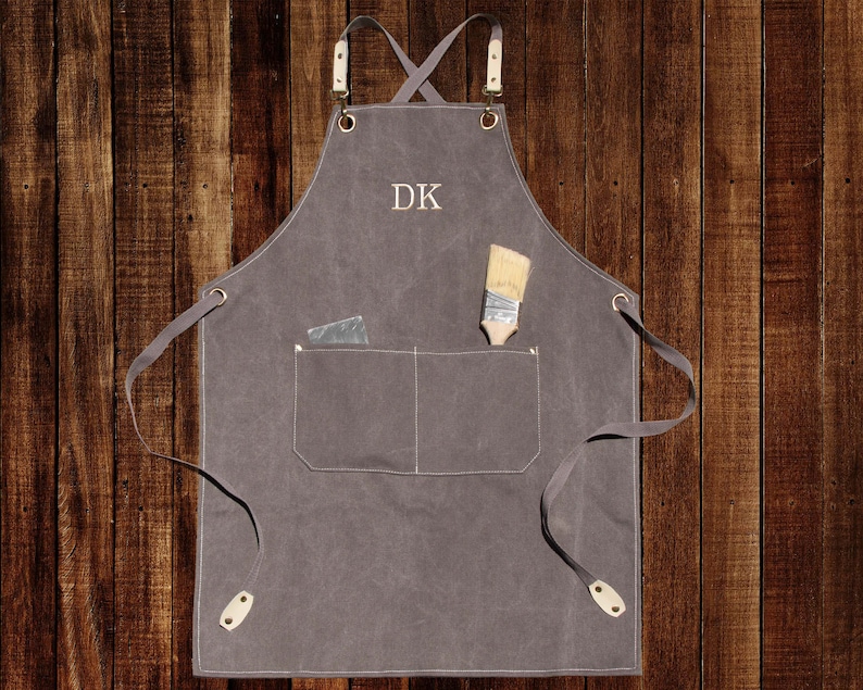 Personalized Canvas Apron, Custom Father's Day Gift, Bartender's Apron, Embroidered Apron for Dad, Barbeque Apron, Men's Chef Apron bild 7