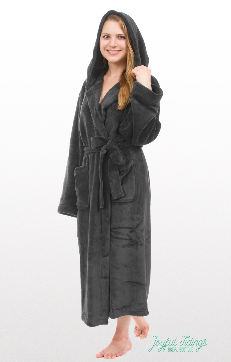 Personalized Hooded Fleece Robe Bridesmaid Gift Holiday Etsy