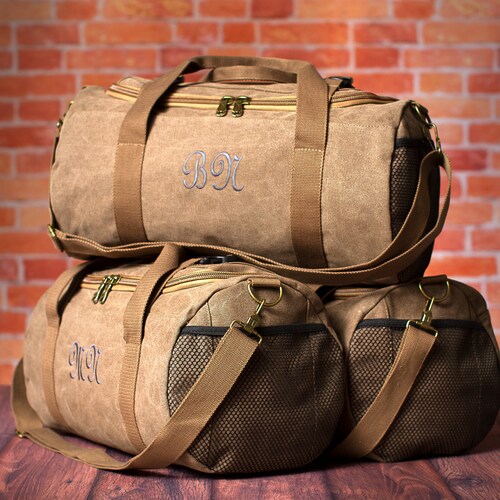 Personalized Brown Duffel Bags 