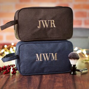 Men's Personalized Holiday Gift, Monogrammed Shaving Kit, Travel Dopp Kit, Men's Travel Case, Custom Men's Christmas Gift, Mens Toiletry Bag image 7