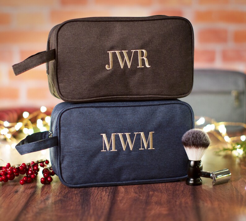 Men's Personalized Holiday Gift, Monogrammed Shaving Kit, Travel Dopp Kit, Men's Travel Case, Custom Men's Christmas Gift, Mens Toiletry Bag image 7