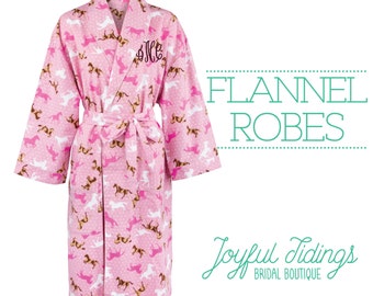 Personalized Cotton Flannel Robes, Christmas Gift, Holiday Gift Idea, Monogrammed Christmas Robe Present, Custom Gift for Her, Novelty Robe
