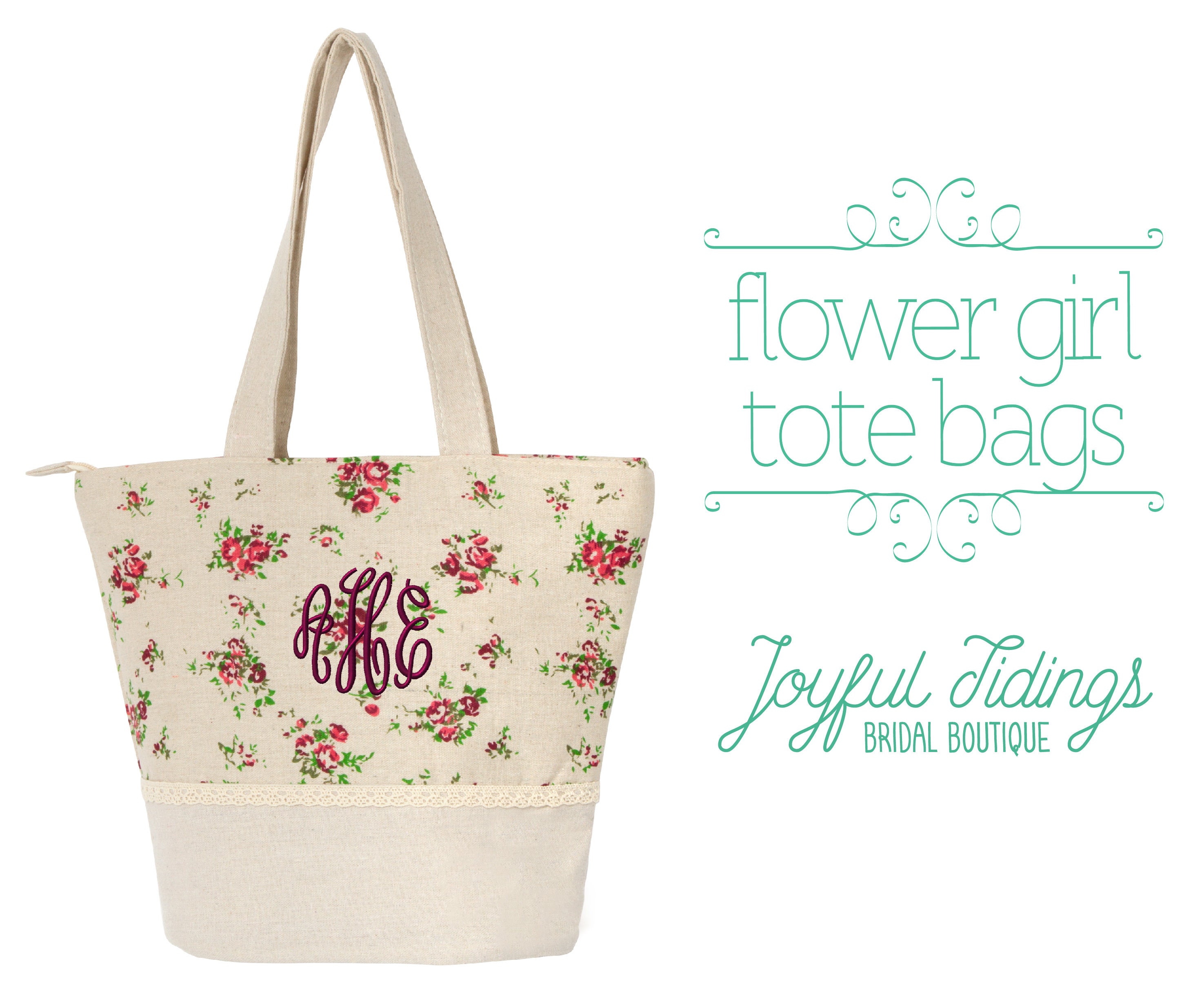 SALE Embroidered Flower Girl Tote Bag Flower Girl Gift | Etsy