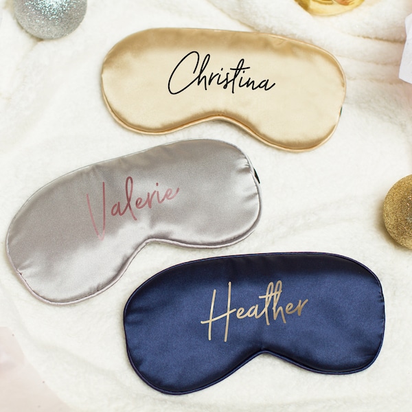 Custom Printed Eye Mask, Personalized Satin Sleep Mask, Christmas Gift for Her, Custom Holiday Gift, Stocking Stuffer, Holiday Gift Exchange