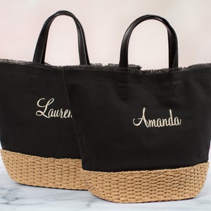 Personalized Tote Bag, Custom Tote Bag Gift for Mom, Monogrammed Tote Bag, Canvas Tote Bag, Small Beach Tote, Cute Mother&#39;s Day Gift Bag