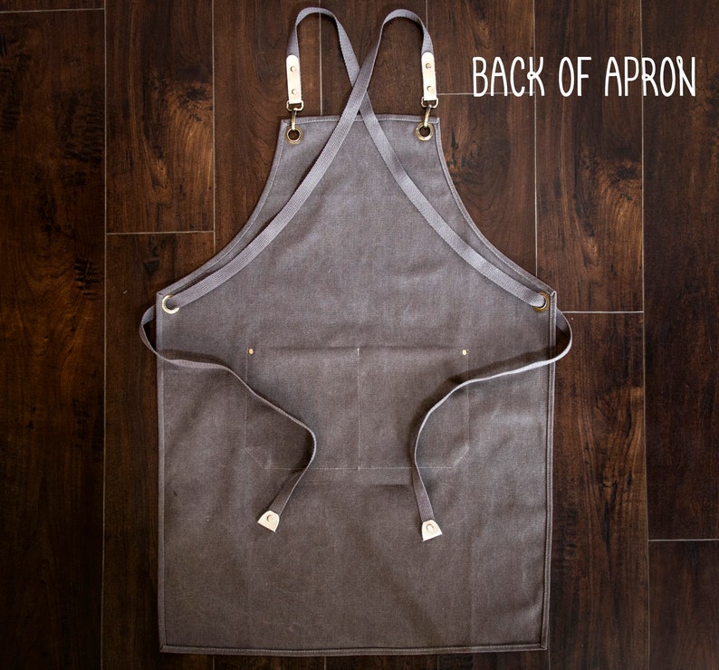 Heavy Duty Canvas Apron Christmas Gift, Custom Gift for Him, Chef's Kitchen Apron, Gift for Cook Grillmaster, Hygge Gift for Dad image 6