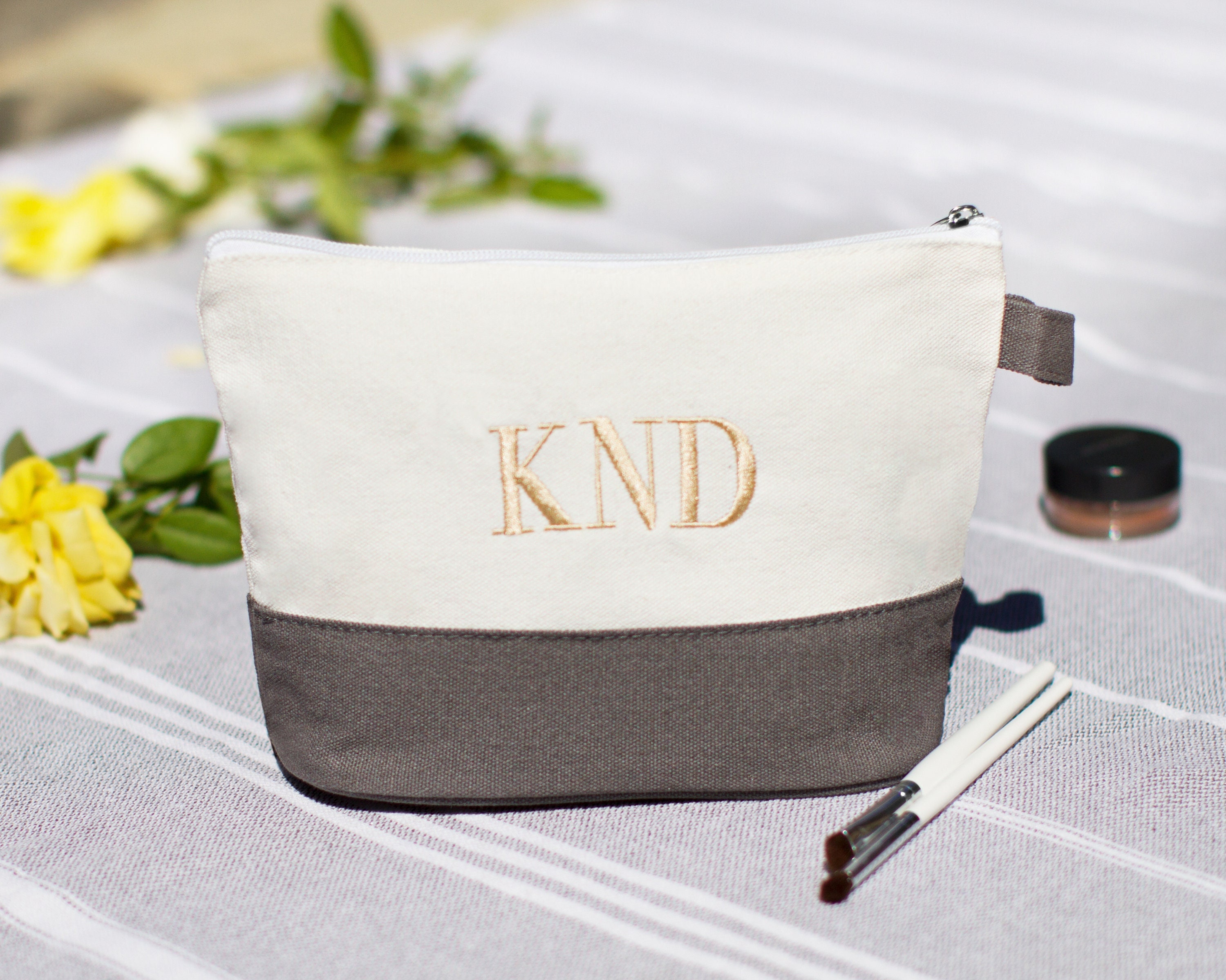 Personalized Makeup Bag, Ironic Boat Tote Pouch, Monogram Canvas Pouch – 7  Threads Embroidery
