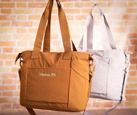Custom Name Nurse Work Tote, with Laptop Sleeve, Trolley Sleeve, Crossbody Strap, Gift for Veterinarians