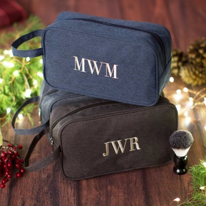 Men's Personalized Holiday Gift, Monogrammed Shaving Kit, Travel Dopp Kit, Men's Travel Case, Custom Men's Christmas Gift, Mens Toiletry Bag image 6