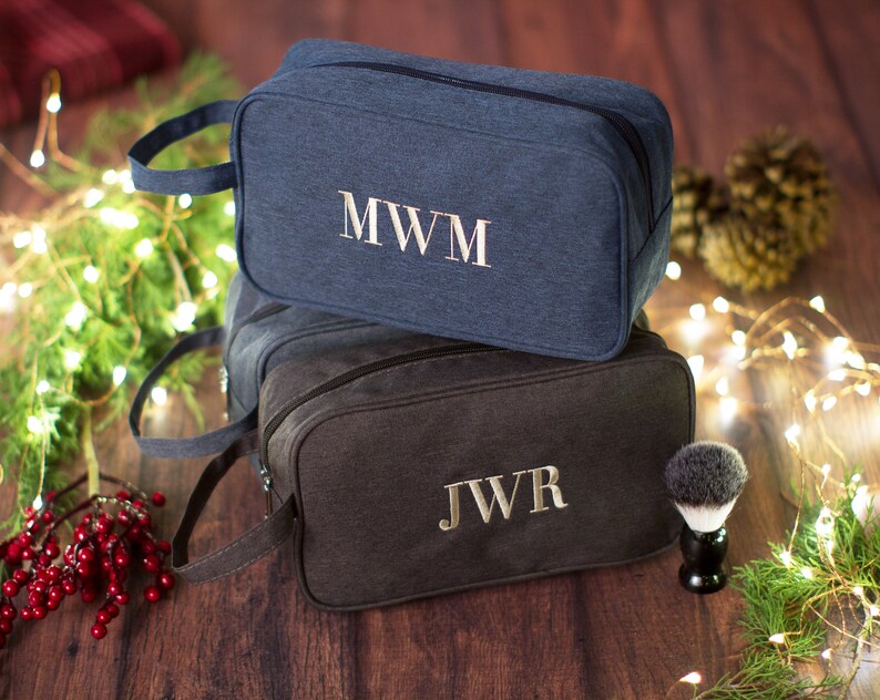 Men's Personalized Holiday Gift, Monogrammed Shaving Kit, Travel Dopp Kit, Men's Travel Case, Custom Men's Christmas Gift, Mens Toiletry Bag image 6