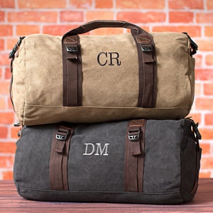 Canvas Duffel Bag, Personalized Holiday Gift, Christmas Present For Him, Mens Duffel Bag, Travel Overnight Bag, Travel Bag Holiday Gift image 1