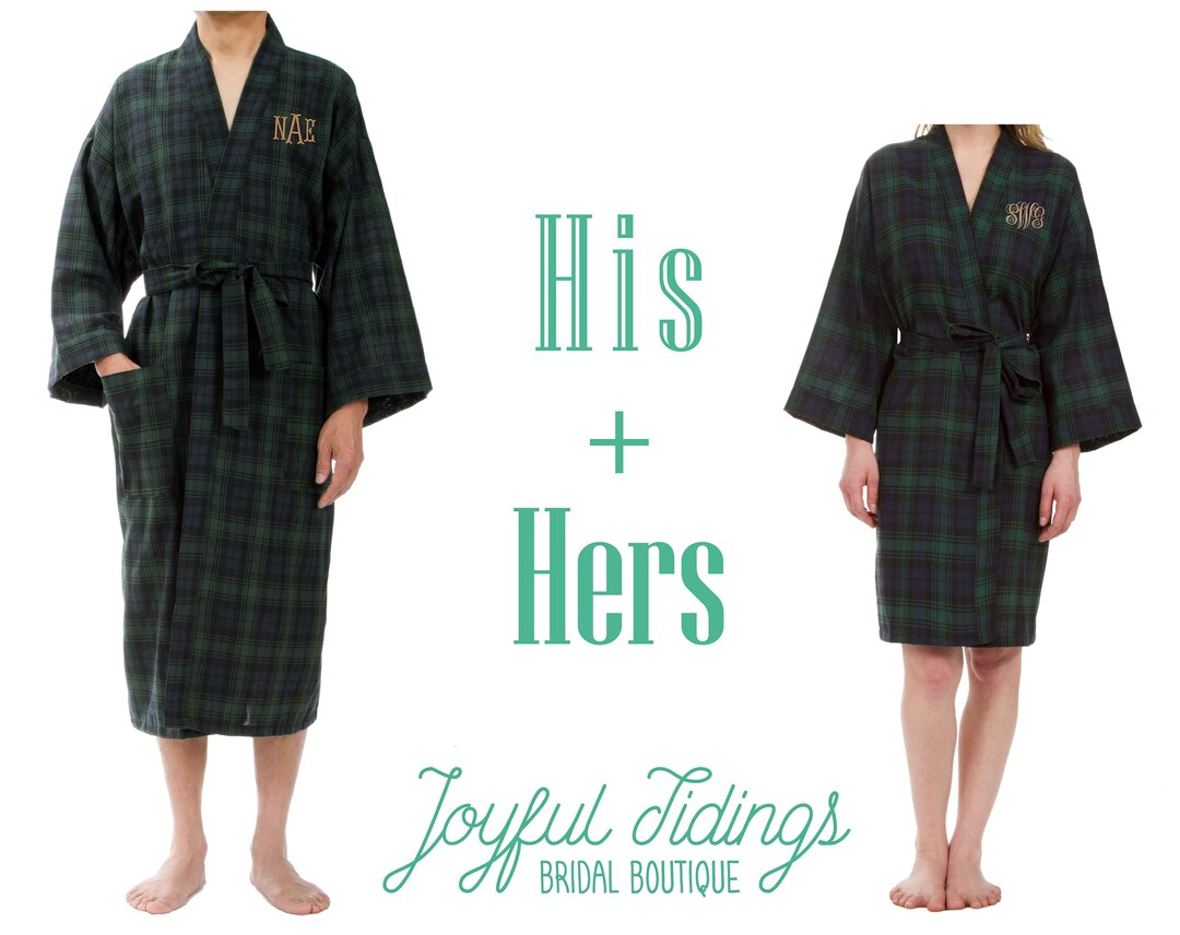 His and Hers Personalized Plaid Robe Set, Couples Gift, Newlywed Gift