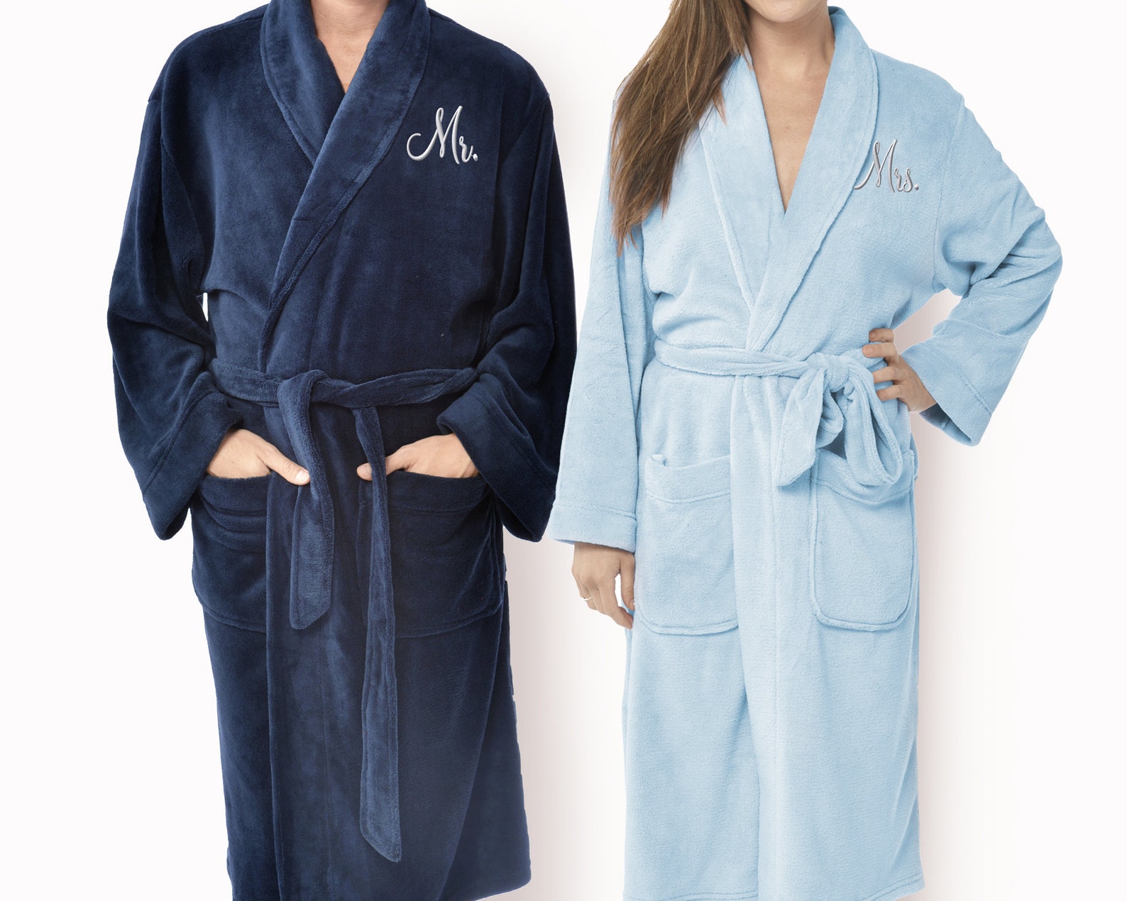His and Hers Personalized Fleece Robe Set Couples Gift Gift Etsy