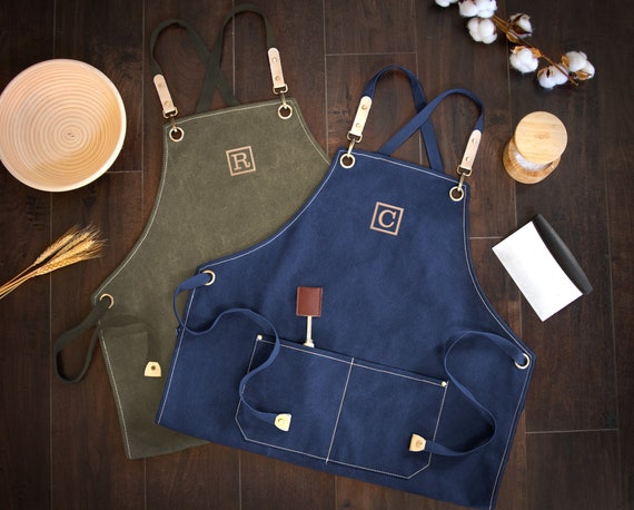 Personalized Canvas Apron, Custom Father's Day Gift, Bartender's Apron, Embroidered Apron for Dad, Barbeque Apron, Men's Chef Apron