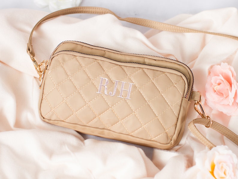 Personalized Quilted Crossbody Clutch Bag, Custom Name Handbag image 8