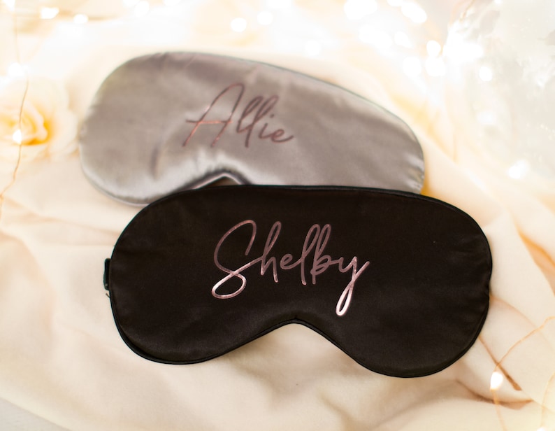 Bridesmaid Gift Custom Printed Eye Mask, Bridal Party Gift Set Sleep Mask, Silky Satin Mask Bachelorette Party, Personalized Wedding Favor image 6