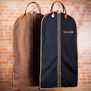Groomsmen Gift Custom Name Suit Bag, Leather Handle Garment Bag, Gift for Groomsmen, Father of Groom, Canvas Suit Bag, Monogrammed Suit Bag bild 10