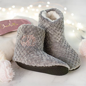 Personalized Valentine&#39;s Day Gift, Valentine Gift for Her, Monogrammed Slippers, Embroidered Bootie Slippers, Custom Gift for Girlfriend