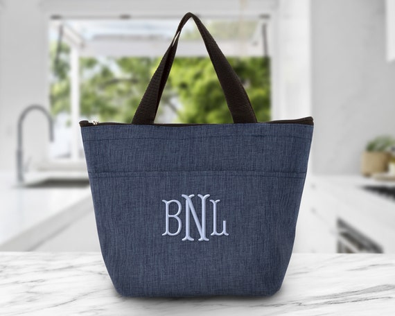 Personalized Tennis Bag Tote | Tennis Bag with Customization | Gifts Happen Here Navy & Gray