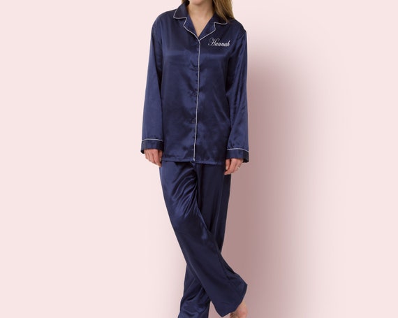 Personalized Comfy Satin Pajama Set, Button Down Pjs, Get Well