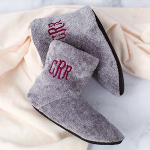 Personalized Slippers, Get Well Soon Gift, Feel Better Gift for Her, Monogrammed Slippers, Embroidered Bootie Slippers, Hospital Gift