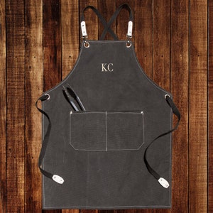 Personalized Canvas Apron, Custom Father's Day Gift, Bartender's Apron, Embroidered Apron for Dad, Barbeque Apron, Men's Chef Apron bild 5