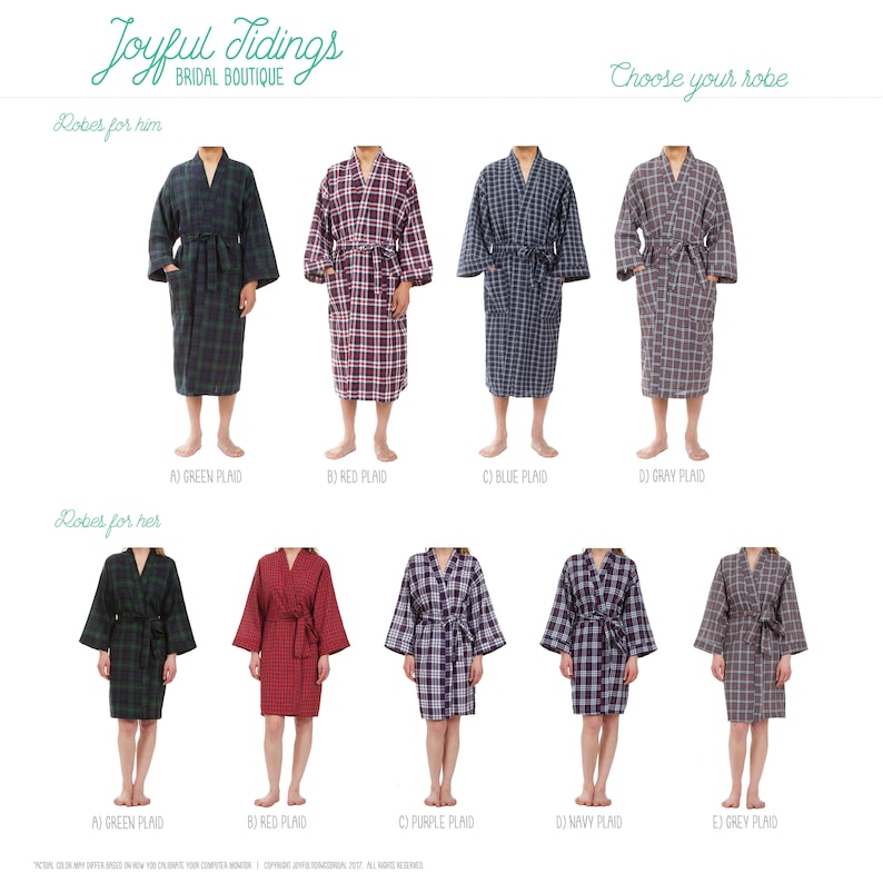 His and Hers Personalized Plaid Robe Set Couples Gift Etsy