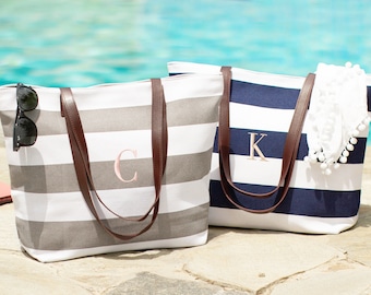 Personalized Birthday Gift Bag, Monogrammed Beach Tote Bag, Custom Name Bag, Birthday Present for Her Beach Bag, Embroidered Canvas Bag