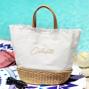 Bride to Be Gift, Custom Beach Bride Purse, Personalized Bridal Shower Gift Ideas, Bridesmaids Gift Straw Beach Bag, Honeymoon Gift Ideas
