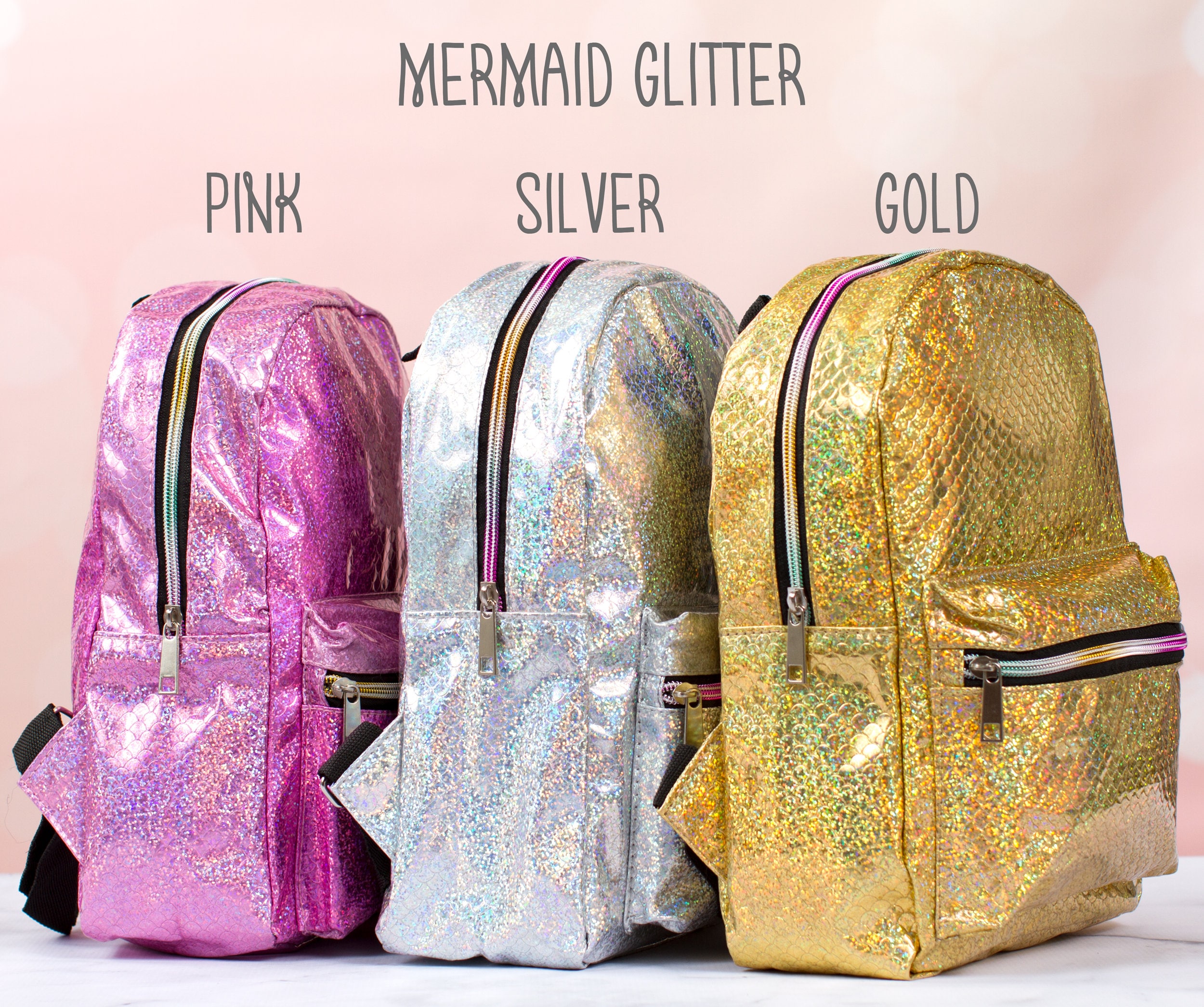 The Glitter Shiny Backpack | Spacious and Dazzling | Girls & Ladies  Backpack Silver/Black