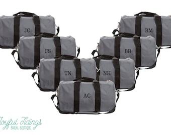 BULK SALE Personalized Gray Duffel Bags, Groomsmen Bags, Monogrammed Duffle, Embroidered Bag, Groomsmen Gift, Bachelor Party Bags, Groom Bag