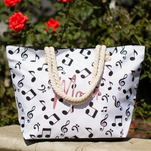 Personalized Music Notes Tote Bag, Custom Gift for Mom, Mother's Day Gift, Music Tote Gift Bag, Custom Tote Bag Gift For Her, Cute Gift Idea