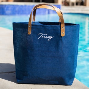 Jute Beach Bags Personalized Bridesmaid Gift, Custom Beach Tote Bag with Names, Set of Bridal Party Gift, Bridal Shower Gift Bag Favors