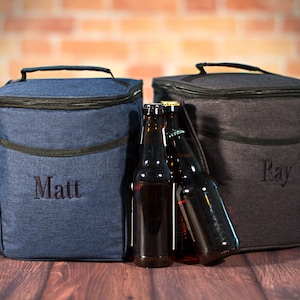 Personalized Beer Cooler Bag, Birthday Gift for Him, Monogrammed Insulated Cooler Bag, Custom Gift for Men, Soft Sided Cooler Bag for Beer