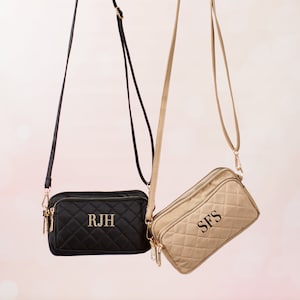 Personalized Quilted Crossbody Clutch Bag, Custom Name Handbag image 1