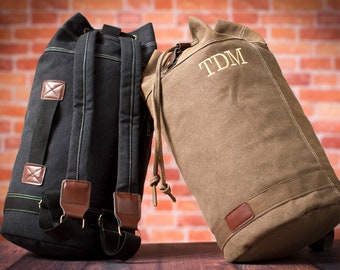 BULK SALE Set of 5+ Personalized Black Backpack Duffle Bags, Men's Duffle Bag, Groomsmen Gift, Overnight Bag, Travel Bag, Wedding Gift