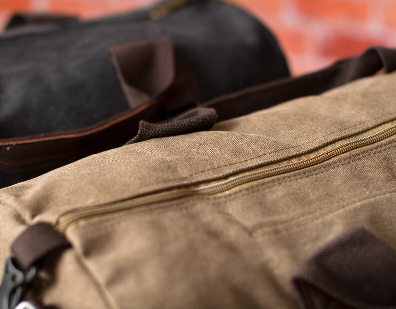 Personalized Canvas Overnight Duffle Bag, Custom Weekender Birthday Gift for Him, Overnight Travel Bag, Men's Birthday Gift Bag, Men's Gift image 9
