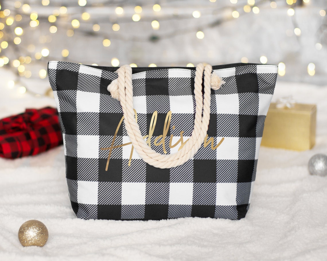yellow plaid bag