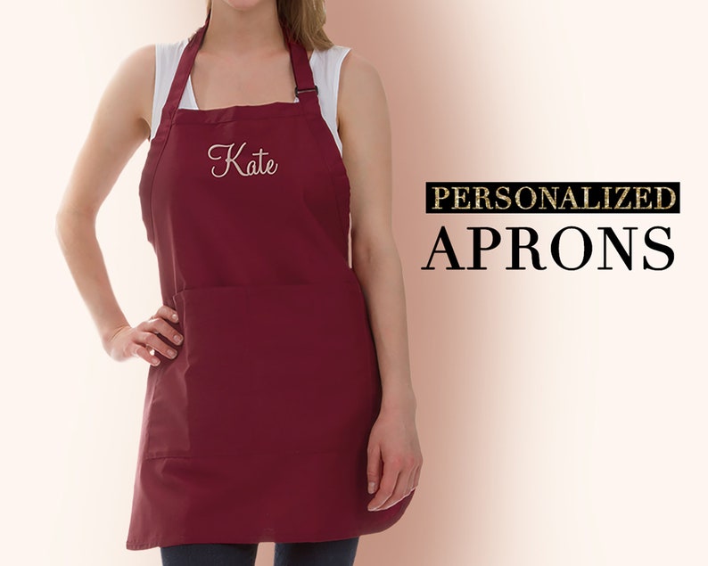 SALE Personalized Apron, Custom Kitchen Gift, Bartender's Apron, Embroidered Apron for Cooking Bib, Custom Chef's Apron, Housewarming Gift image 1