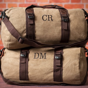 Personalized Canvas Duffle Bag, Birthday Present For Him, Men's Military Groomsmen Gift Duffle Bag, Camping Overnight Bag, Anniversary Gift