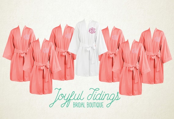 Coral satin robes hotsell