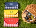 Personalized Gingham Picnic Blanket – Water-Resistant, Folds with Handle – Custom Family Name Outdoor Camping, Beach & Concert Gift