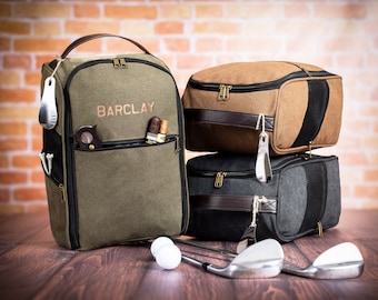 Groomsmen Gift Custom Golf Shoe Bag, Gift for Golfers Canvas Shoe Bag, Personalized Shoe Bag for Dad, Best Man Gift, Monogrammed Shoe Bag