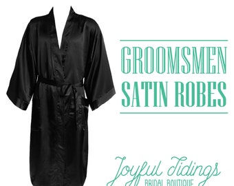 SALE Personalized Men's Satin Robe, Groomsmen's Robe, Groomsmen’s Gifts, Wedding Gifts, Couple’s Gifts, Birthday Present, Bachelor's Party