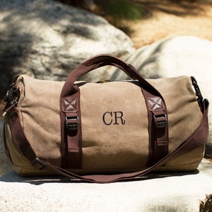 Personalized Canvas Overnight Duffle Bag, Custom Weekender Birthday Gift for Him, Overnight Travel Bag, Men's Birthday Gift Bag, Men's Gift image 5