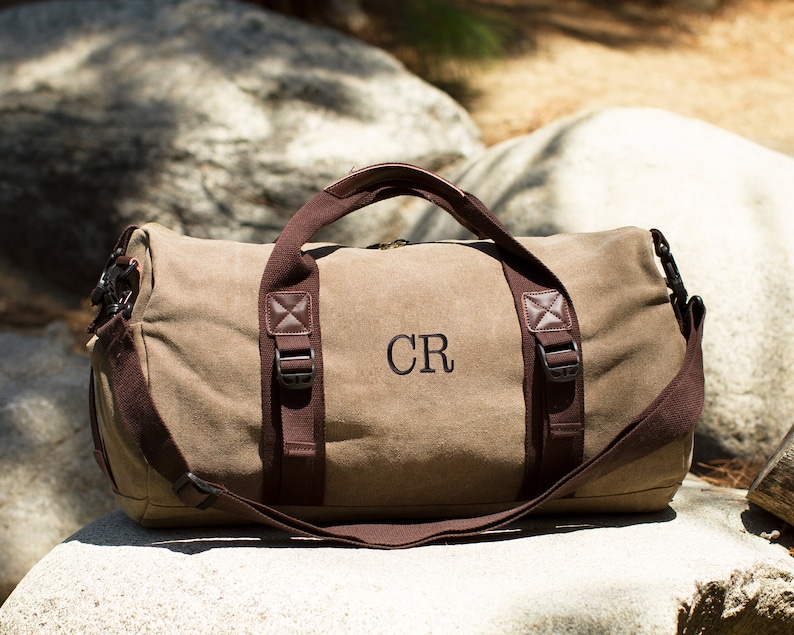 Personalized Canvas Overnight Duffle Bag, Custom Weekender Birthday Gift for Him, Overnight Travel Bag, Men's Birthday Gift Bag, Men's Gift image 5